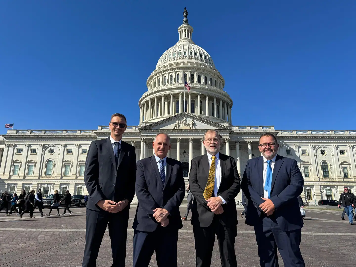 AfriForum officials pose in front of the United States Capitol during their trip to the USA to seek US intervention in South Africa